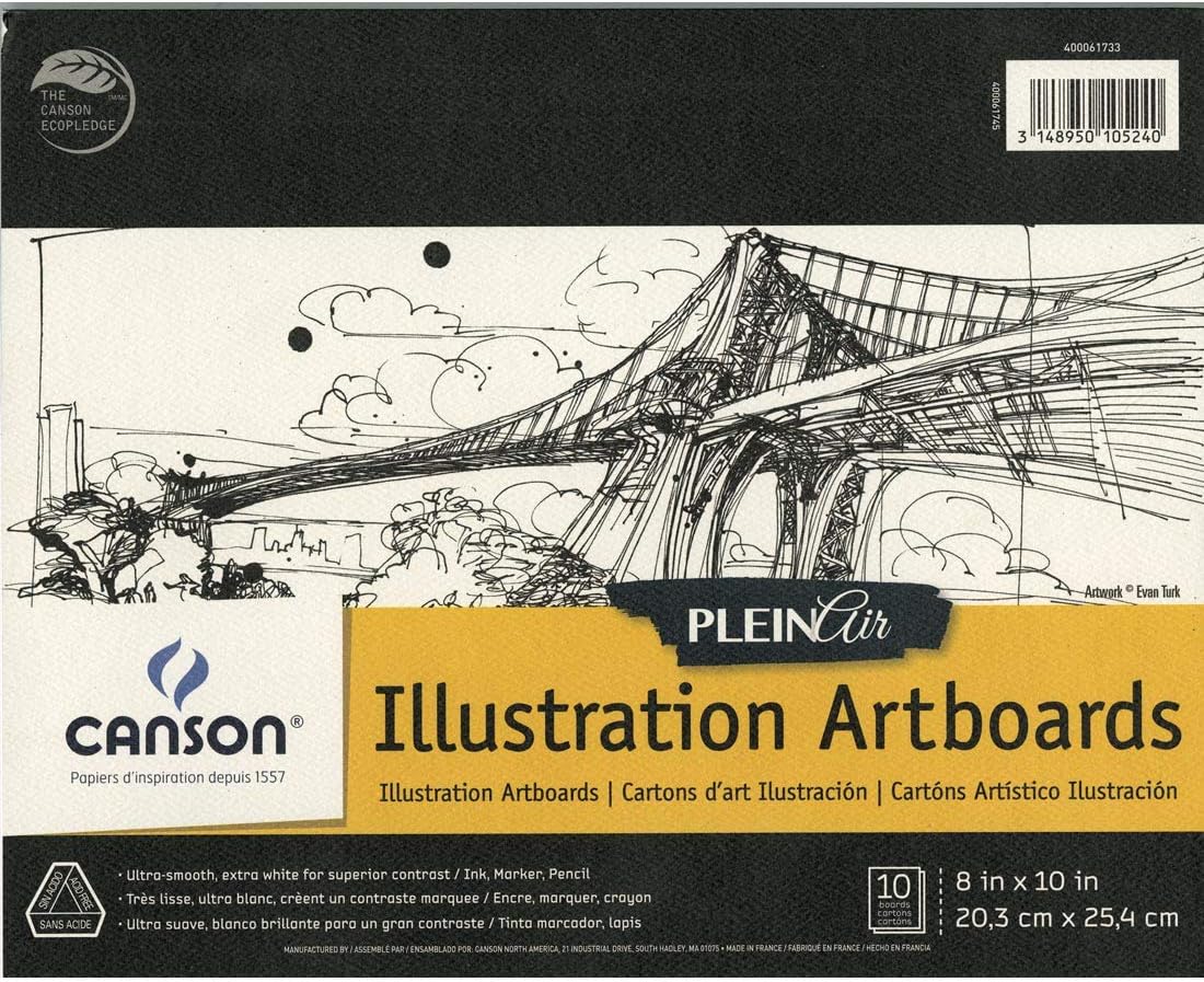 Canson Artist Series Plein Air Illustration Paper, Fold Over Art Board, 12x16 inches, 10 Sheets - Artist Paper for Adults and Students - Colored Pencil, Marker, Ink, Pen