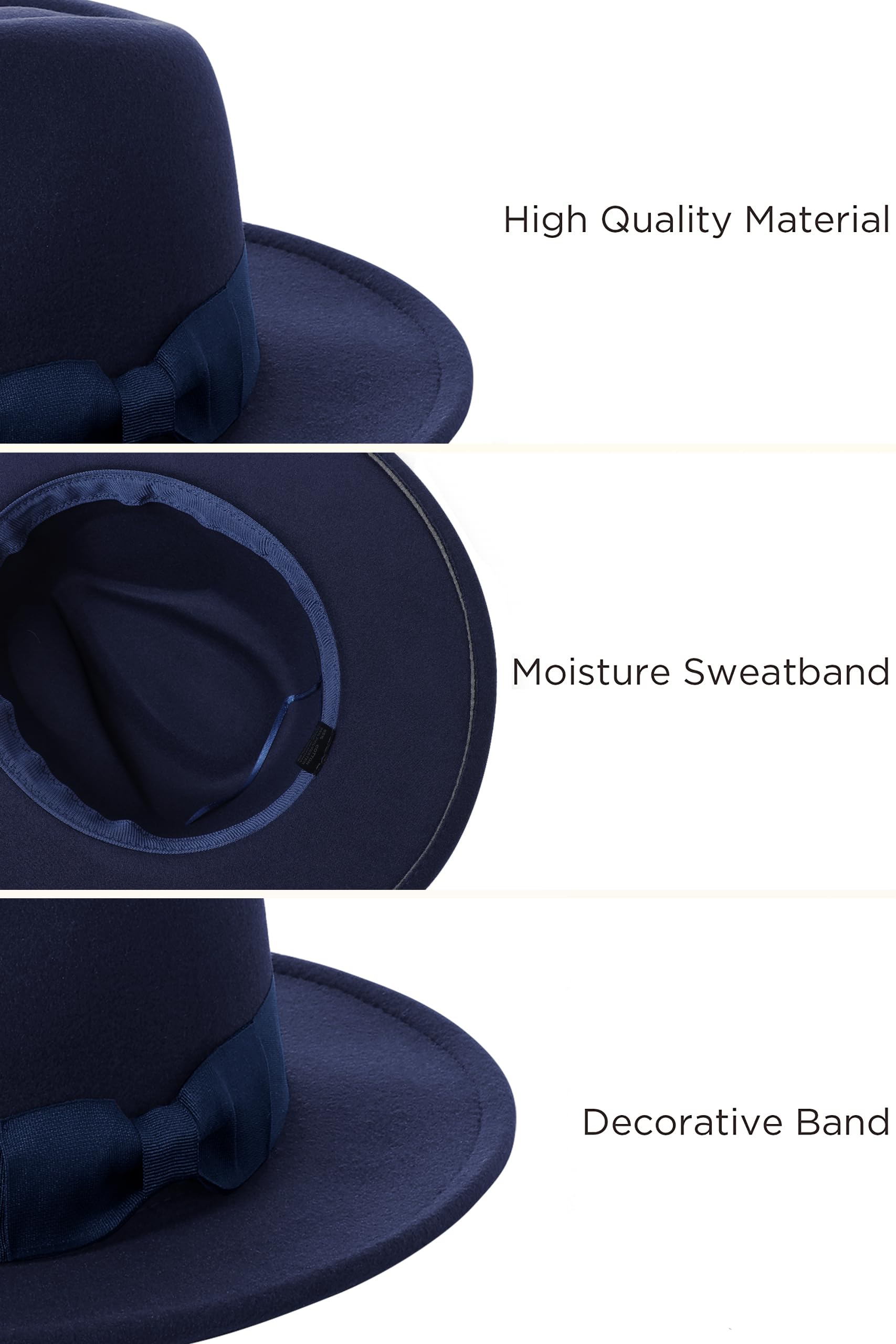 BABEYOND - Cappello Fedora anni '20 per uomo Gatsby a tesa larga, in feltro, stile Panama con fascia per donne e uomini