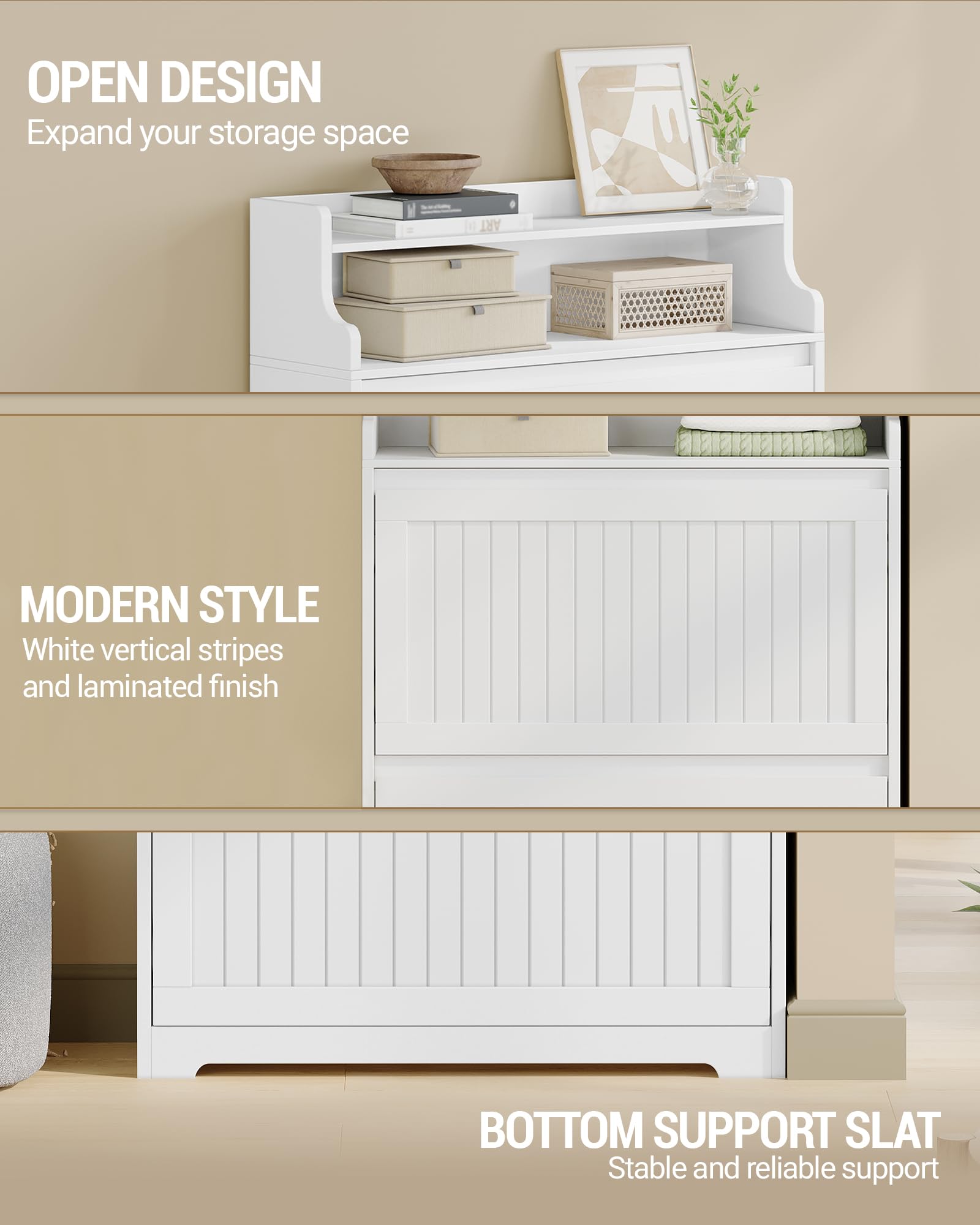 Hzuaneri Mueble Zapatero, Estrecho Zapatero Entrada Recibidor, 2 Puertas Oscilobatientes y Estantes Ajustables para 16 Pares Armario, 24 x 80 x 117,5 cm, Blanco SR66103X | Zapatero ajustable SR66103X para pasillo, salón, color blanco