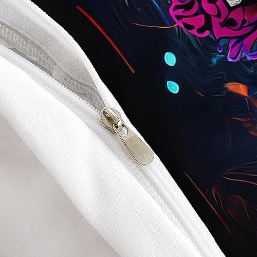 Miniatura 66 de AILONEN Juego de funda de edredón de calavera de azúcar, tamaño Queen, juego de funda de edredón de calavera de rosa roja, juego de ropa de cama