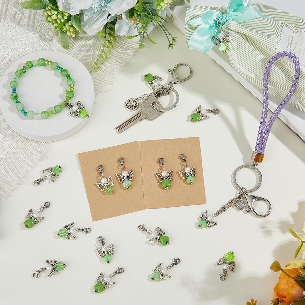 SUPERFINDINGS 40Pcs 4 Styles Angel Wing Charms Guardian Angel Charms Fairy Dangle Pendants Clip On Charms Acrylic Heart Beads Charms with Lobster Clasps - Image 5