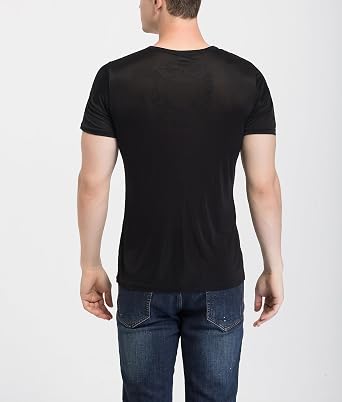 Mens Silk T Shirt Soft Undershirt Summer Comfort Breathable Tee Workout Top Casual Sleep Wear No Shrink,Great Gift