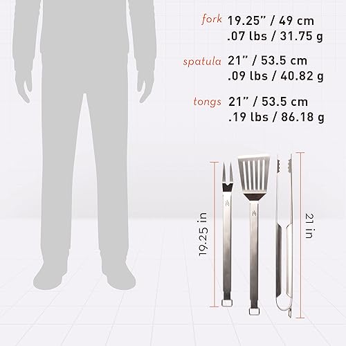 Miniatura 2 de Solo Stove Herramientas de parrilla de alta resistencia 304 de acero inoxidable para barbacoa, incluye pinzas de espátula y tenedor de carne,