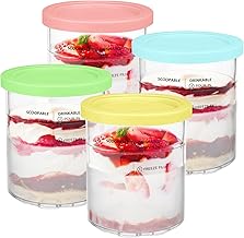 RYSIMWU For Ninja Creami Deluxe Pints and Lids 4 Pack, NC500 NC501 Ice Cream Pint fit for Ninja Delux Ice Cream Maker, 24 ...