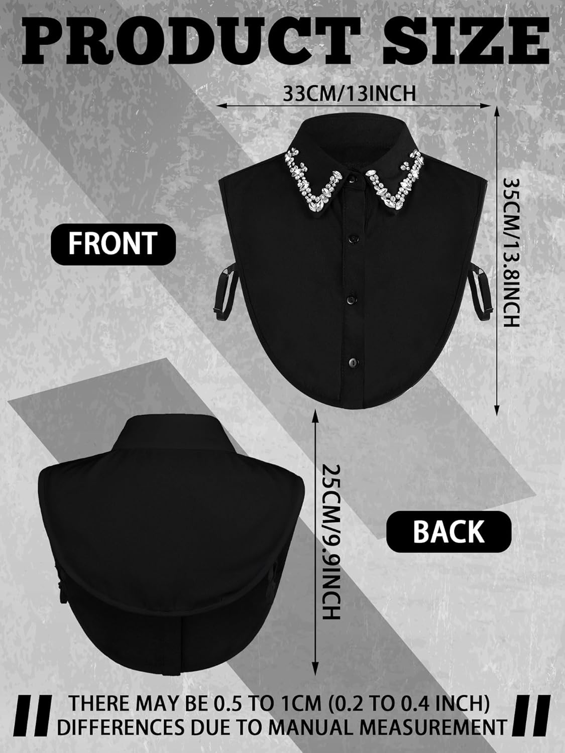 4 Pcs Women's Fake Collar Detachable Dickey Rhinestone Half Shirt Blouse False Collar - Image 3
