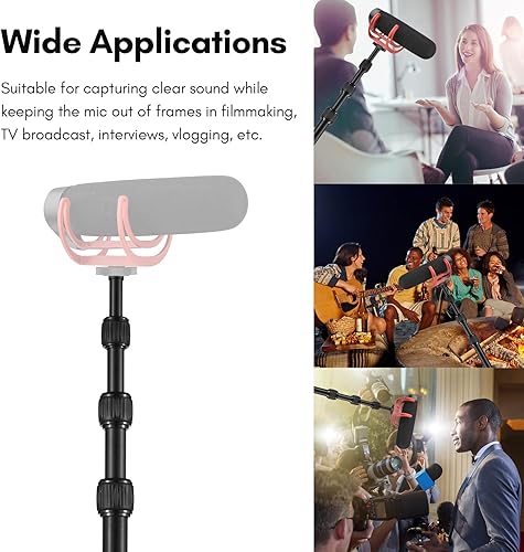 Miniatura 2 de Andoer Brazo de brazo de brazo de micrófono de mano, brazo de micrófono extensible de 5 secciones, poste de pluma de aleación de aluminio para