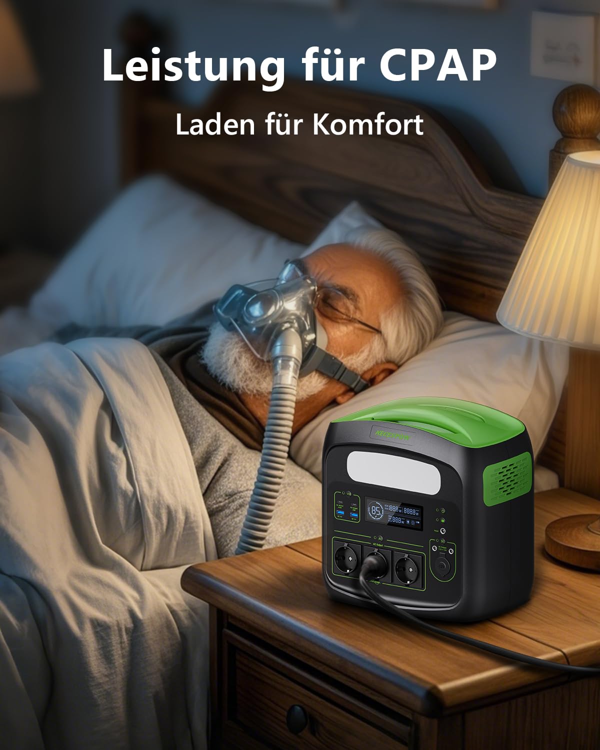 Tragbare Powerstation N7576 700W 483.84Wh AC Steckdosen x 3, Powerstation LiFePO4 Akku Reine Sinuswelle, USB-C PD100W Ausgang, Solargenerator für Camping Hause CPAP