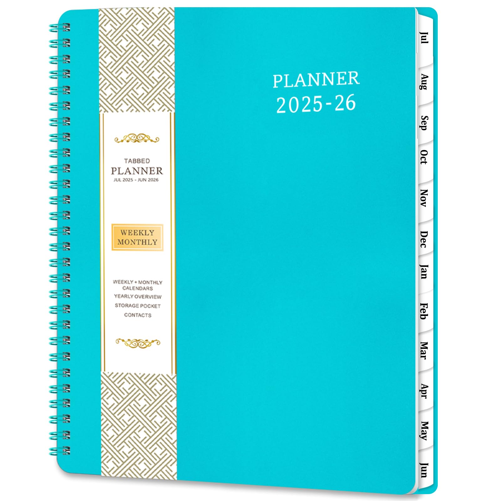 2025-2026 Academic Planner - July 2025 - June 2026, 8" x 10", 2025-2026 Weekly & Monthly, Flexible Cover, to-Do List, Twin-Wire Binding, 12 Monthly Tabs