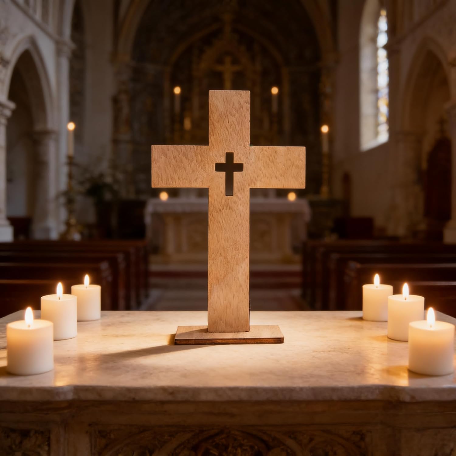 MHFOOU 20PCS Wooden Crosses for Crafts, Unfinished Wood Standing Cross with Base, Small Wooden Crosses Centerpieces for DIY Table First Communion Outdoor Church Home Room Decor image 5