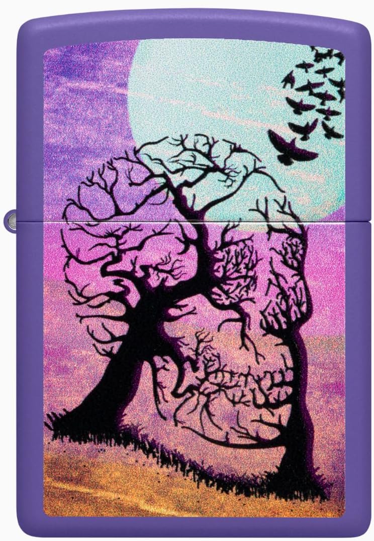 Zippo Unisex-Adult Skull Lighters, Matte Purple Matte Skull Tree