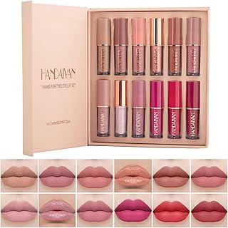 Rossetto, Rossetto Matte, 12 pezzi Matte Liquid Lipgloss, Rossetto Kit lucidalabbra per rossetto liquido opaco Kit regalo rossetto liquido per cosmetici a lunga durata impermeabile