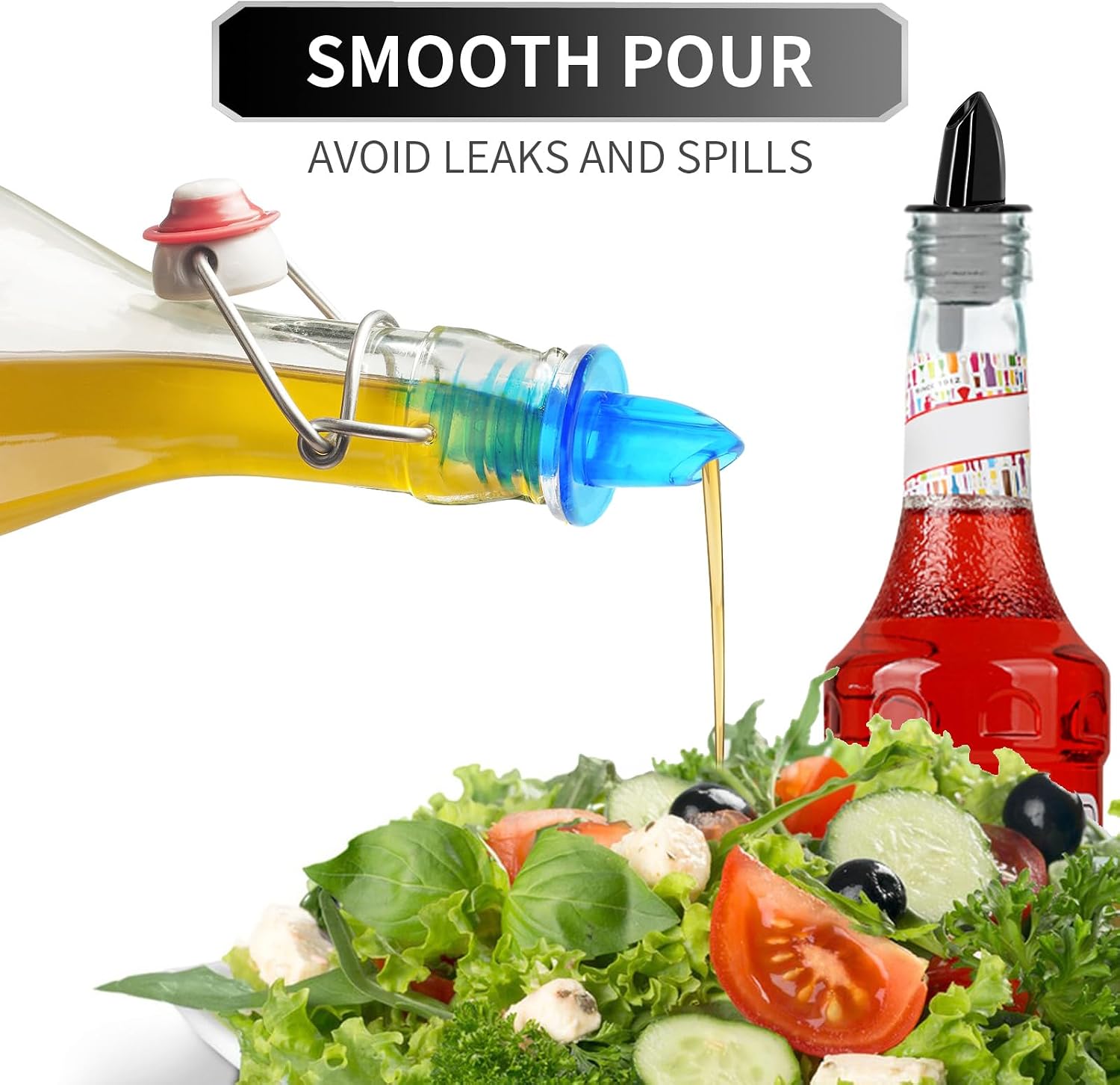 10 Pcs Plastic Liquor Bottle Pourers 5 colors Classic Bottle Pourers for Alcohol, Leak-Proof, Dishwasher-Safe Pour Spouts for Liquor Bottles