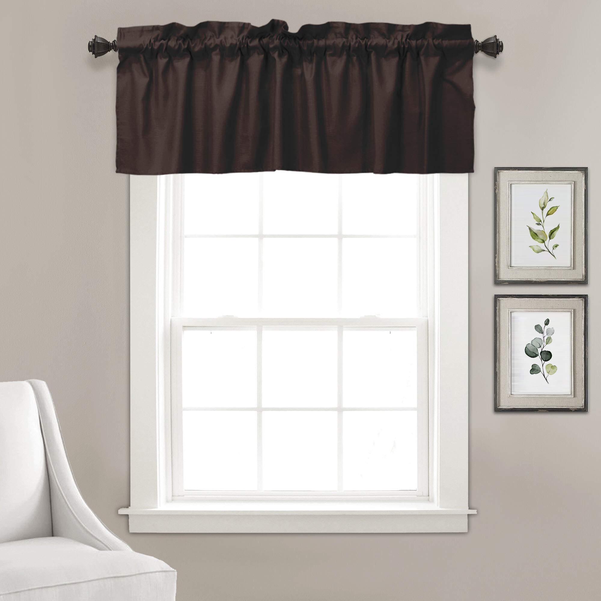 Vargottam Solid Cotton Valances Rod Pocket Valances For Windows Curtain Toppers One Panel,56x18 Inches, Brown