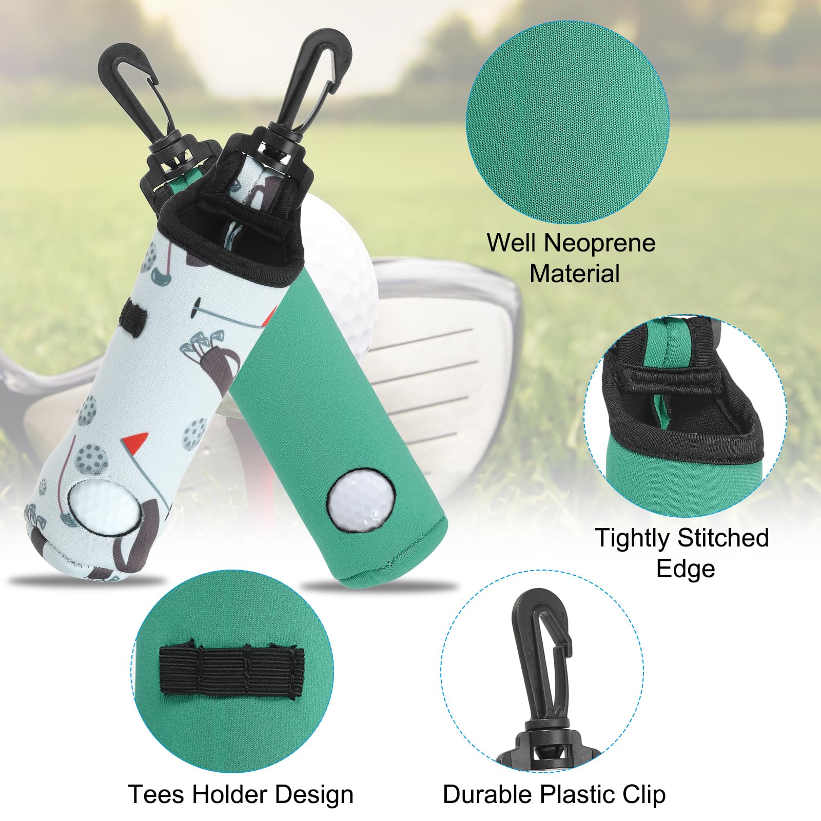 PATIKIL Golf Ball Carry Bag, Golf Tee Holder Pouch Portable Neoprene Golf Ball Holder with Clip for Men and Women Storage Lake Blue - Image 3