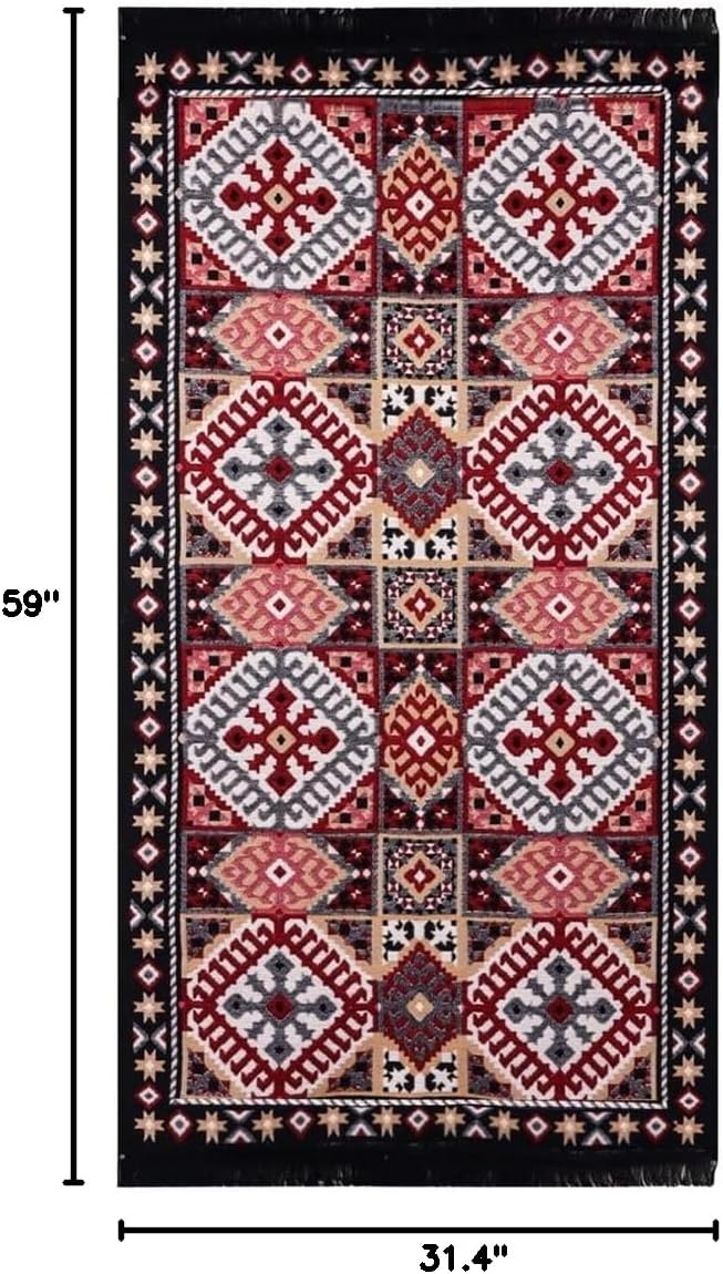 Machine Washable Rug Traditional Patterned Vintage Oriental Area Rugs for Living Room, 80 * 150cm, SA25EU