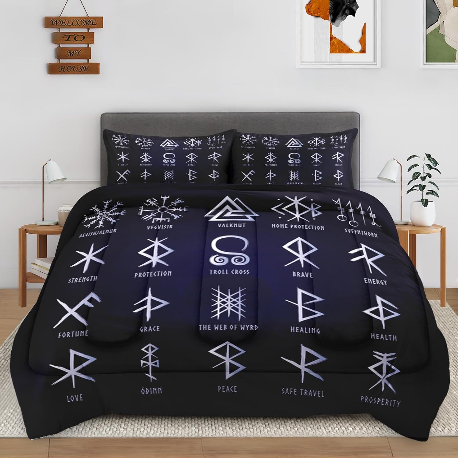 Cuzutime Twin Size Comforter Set with Pillowcase, Norse