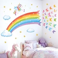 DECOWALL Szivárvány Unikornisz Falmatrica Pillangók Csillagok Felhők Gyerekszoba 4