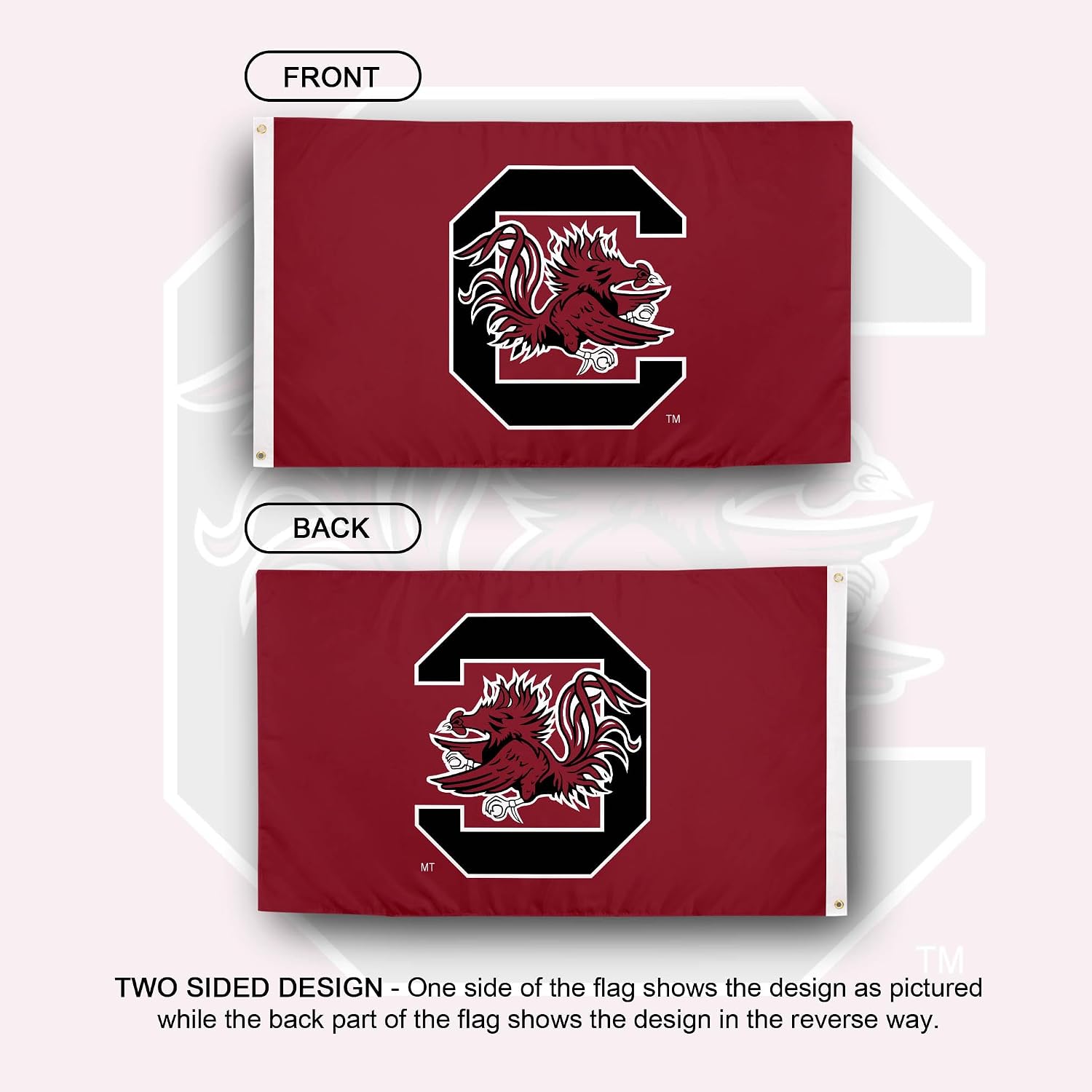 Desert Cactus University of South Carolina USC Flag - 3 x 5 Feet Fightin Gamecocks Banner, Indoor/Outdoor Durable Fabric, 100% Polyester Design (Style 1)