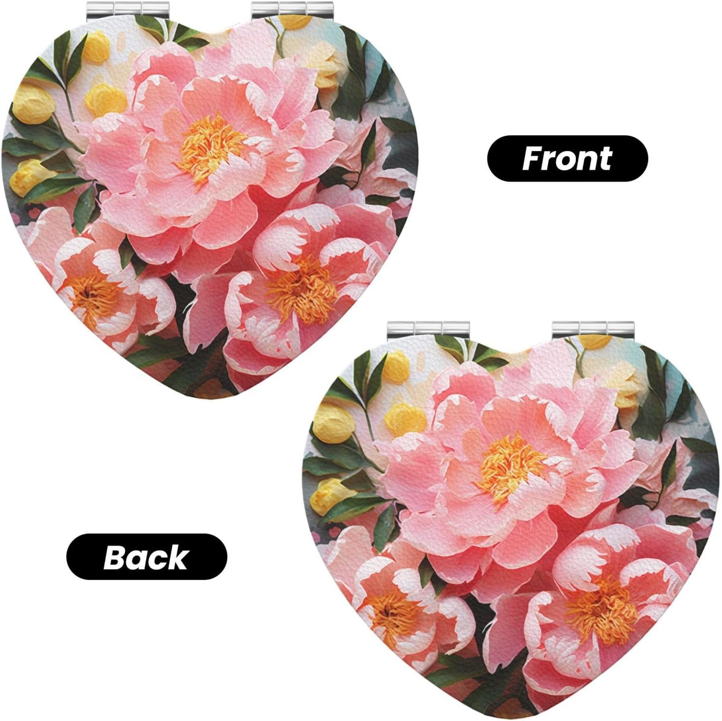 Compact Mirror Peony Flower Pocket Travel Makeup Mirrors Double Sided 1x/2x Magnifying Foldable Mini Cosmetic Mirrors Portable Handheld Beauty Mirror for Women Girls Gift image 2