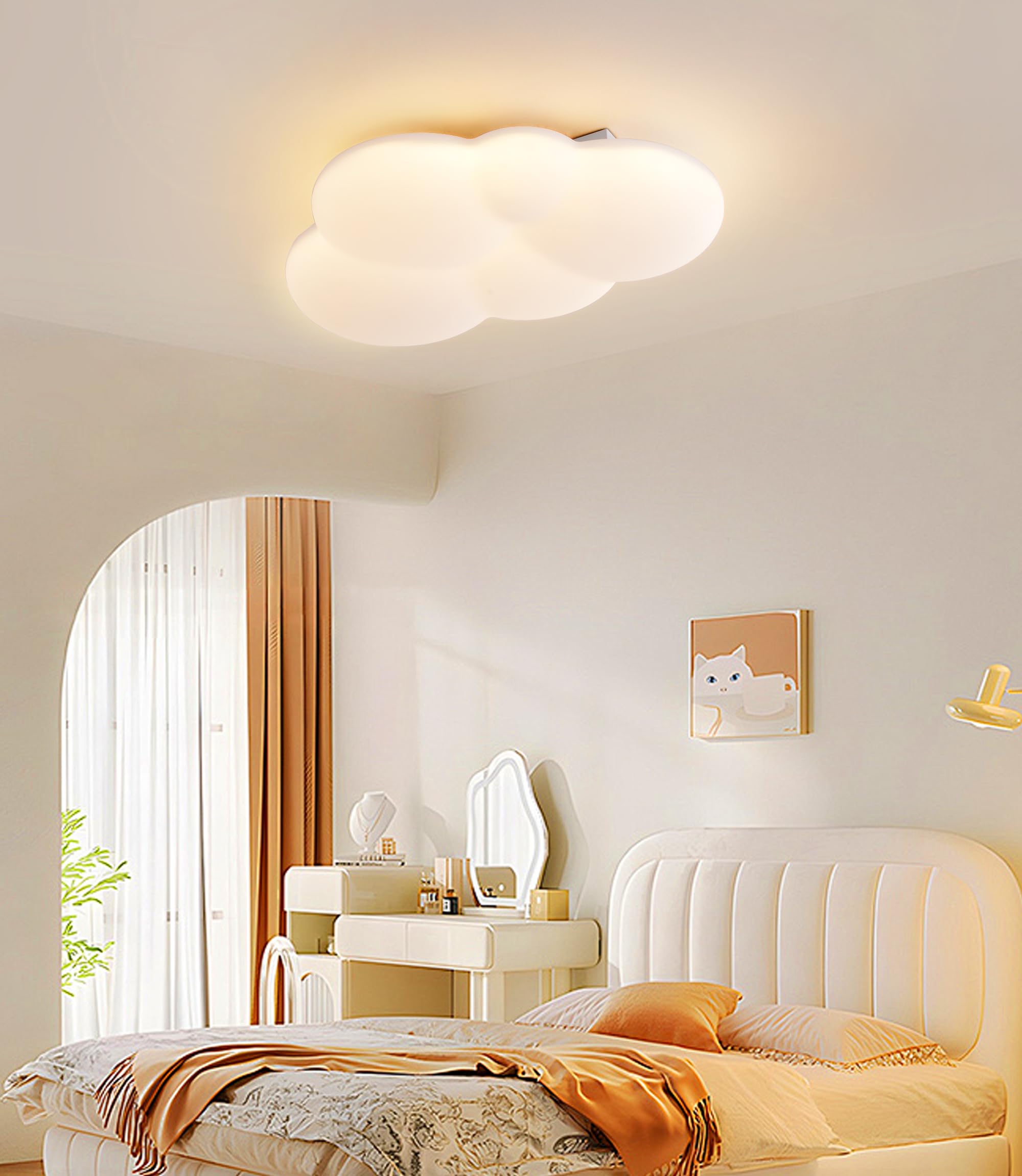 Plafoniera Cameretta Bambini Lampadario 40CM Nuvola Cameretta Plafoniera Led Soffitto Dimmerabile Telecomando 3000-6000K, Lampade a Soffitto Cameretta Bambina camera da letto 32W