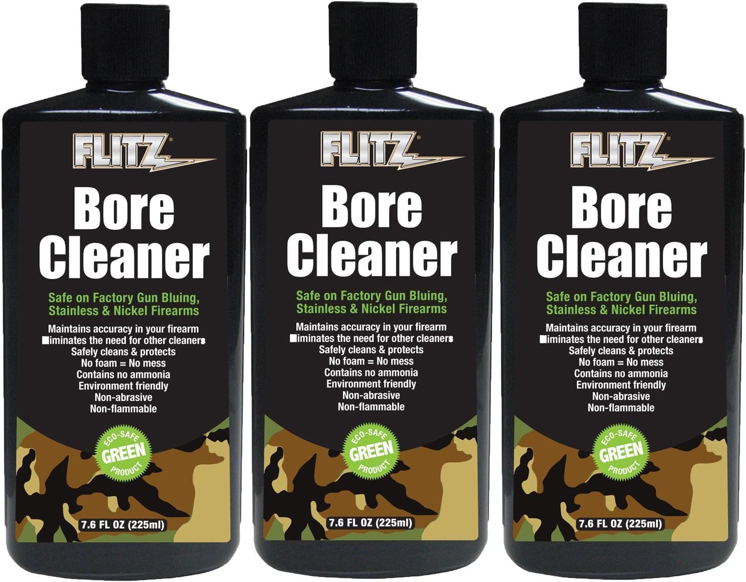 Flitz Gun Bore Cleaner - 7.6oz Bottle of USA-Made Gun Cleaning Solvent to Clean & Remove Rust, Lead Build Up, Ammo Residue, & More - Non-Abrasive, Non-Flammable, and Ammonia-Free Bore Solvent (3 Pack)