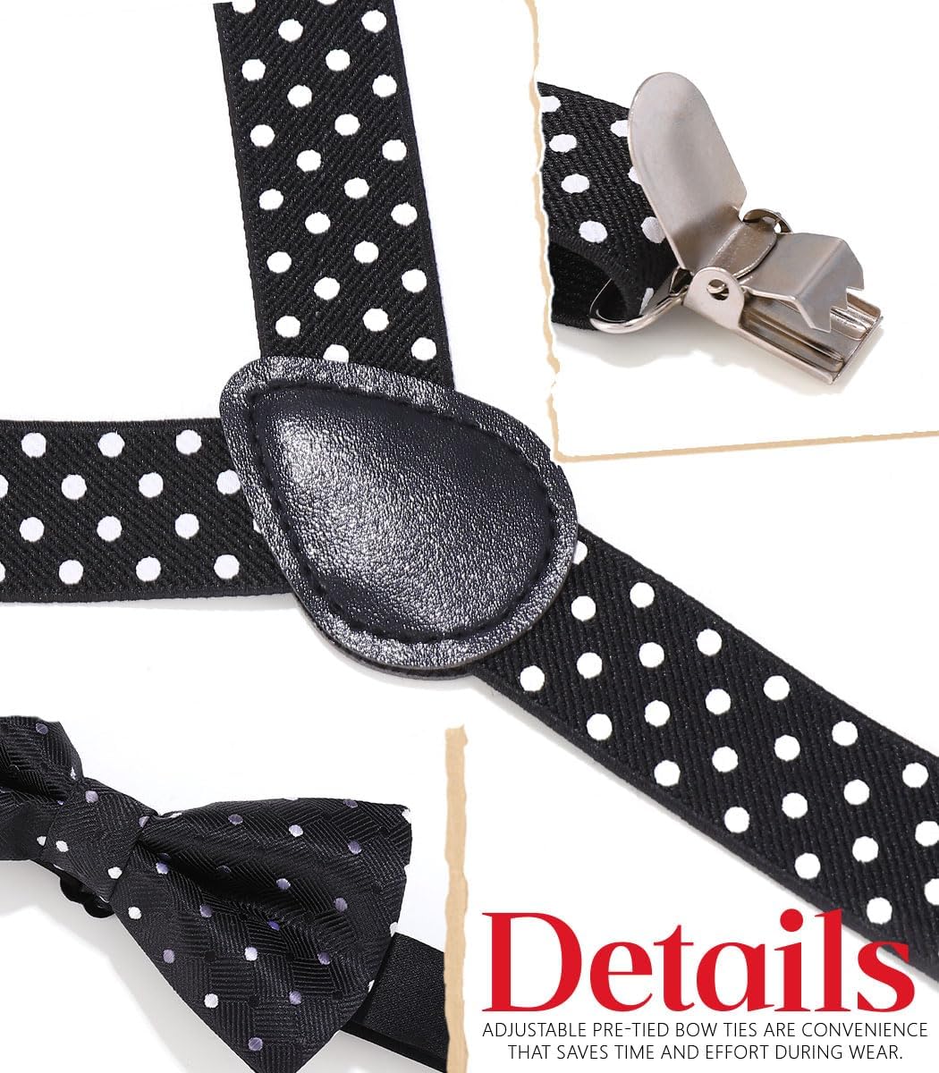 Bow Tie and Suspenders for Men Polka Dot Bowties Costume