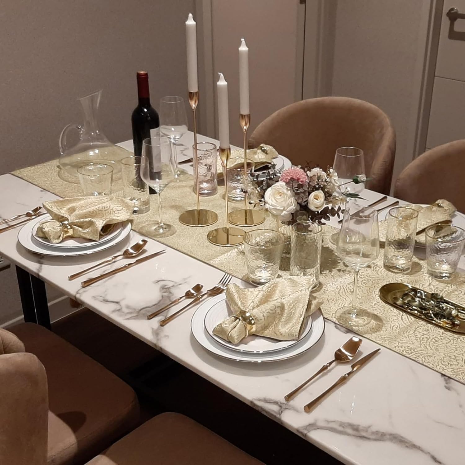 Beige Cloth Napkins Set of 12, Washable Cotton Polyester Dinner Napkins 18 x 18 Inch, Soft Durable Jacquard Fabric Table Napkins with Hemmed Edges