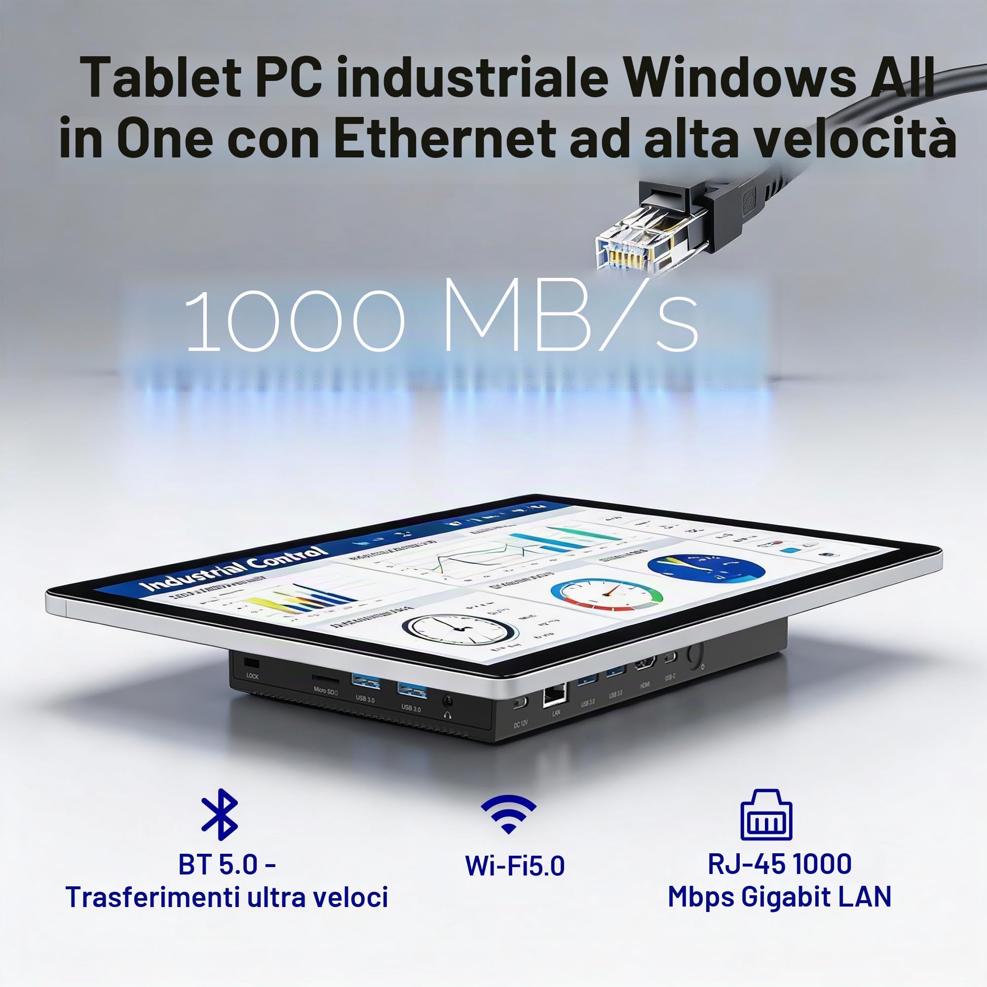 Pannello PC All in One HEIGAOLAPC Win11 Pro, monitor touch screen da 13,3 pollici, N5100, 8 GB RAM, 128 GB ROM, PC integrato Touchscreen 1920 x 1080, Wifi5.0, USB3.0 x 4, RS232, HDMI2.0, USB Type-C