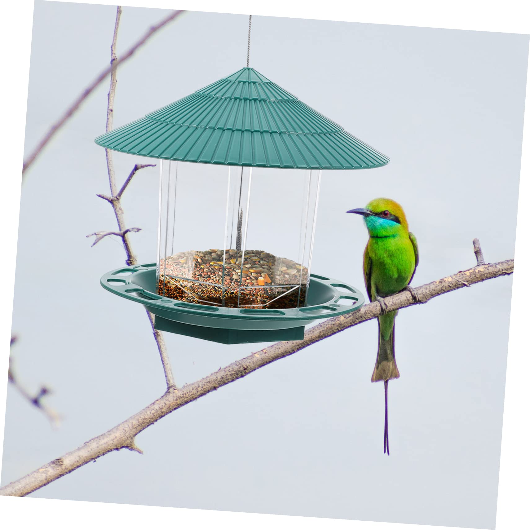 Hängende Vogelfutterstation Kunststoff Dekorativer Futterspender Für Wildvögel Im Garten Balkon Oder Patio Einfacher Nachfüllmechanismus Für Vogel-