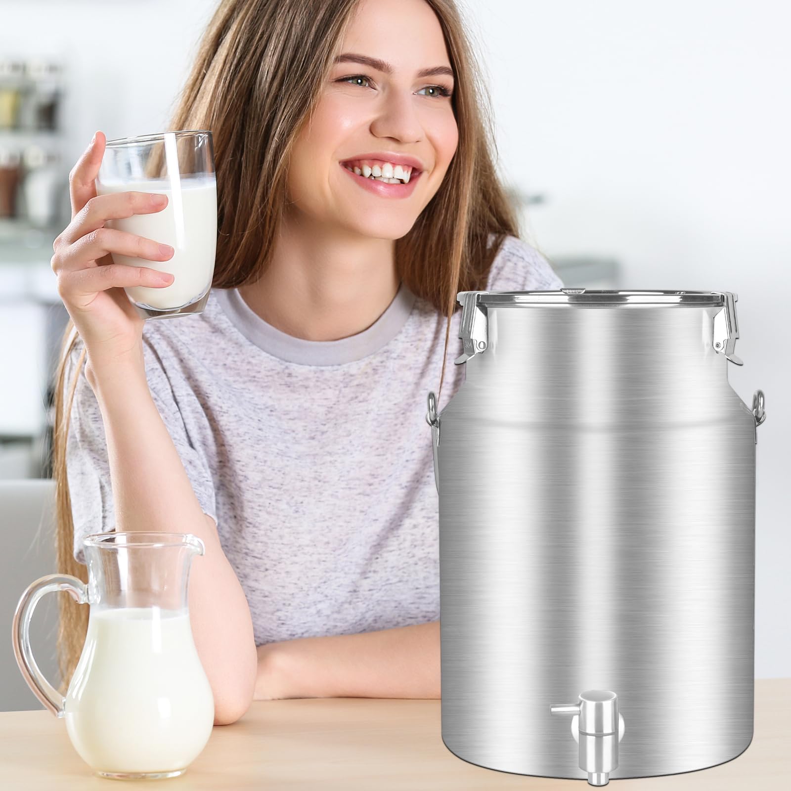 Milchkanne aus 304 Edelstahl 10 Liter mit Zapfhahn, Milcheimer, Weineimer