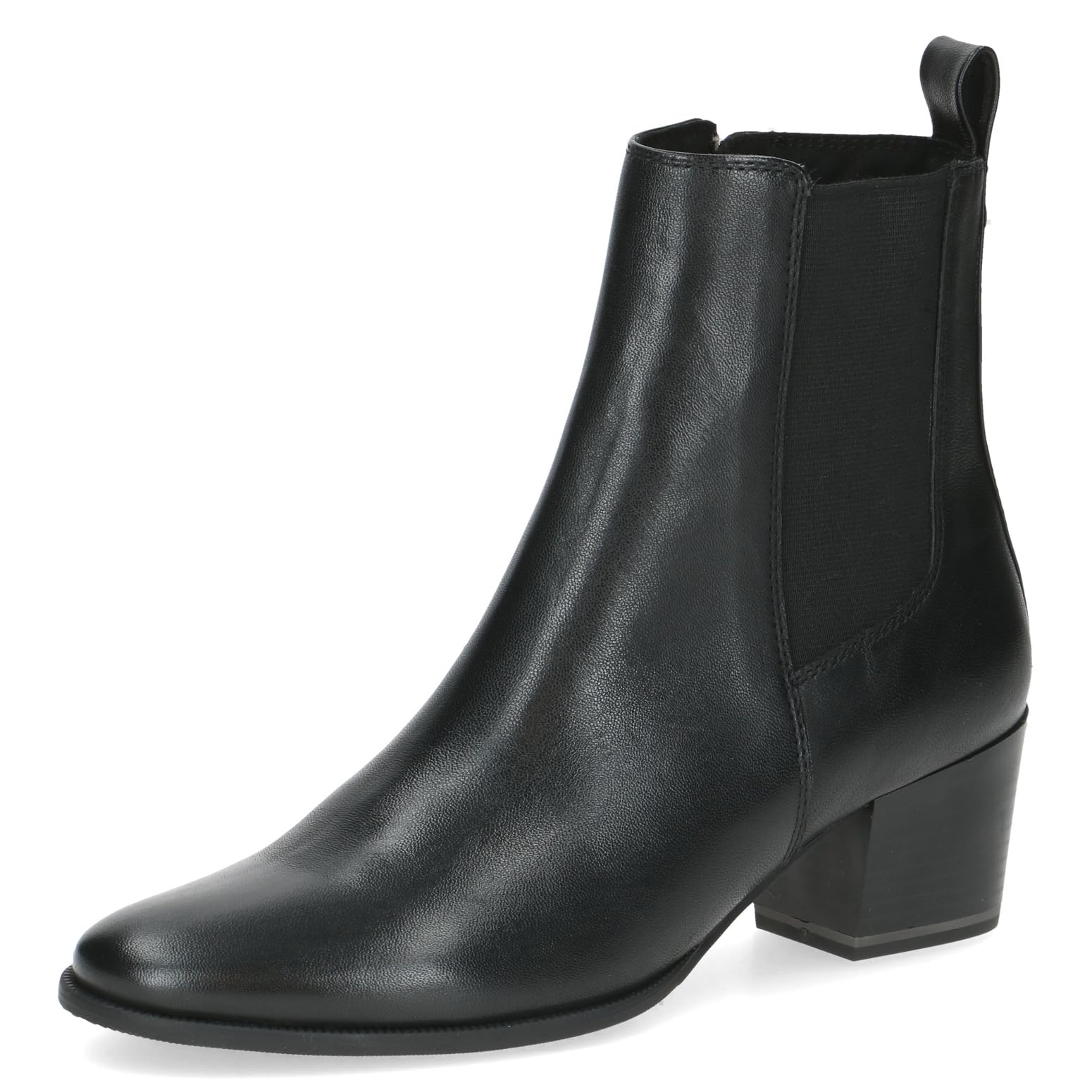 CAPRICE women's ankle boots round toe with block heel, Black (Black Nappa), 5.5 UK
