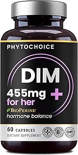 DIM for Women 350mg High Potency with BioPerine® & Broccoli Extract – 455mg Total Complex for Hormone Balance, Estrogen Metabolism, PMS & Menopause Support, Clear Skin & Women’s Wellness, 60 Capsules