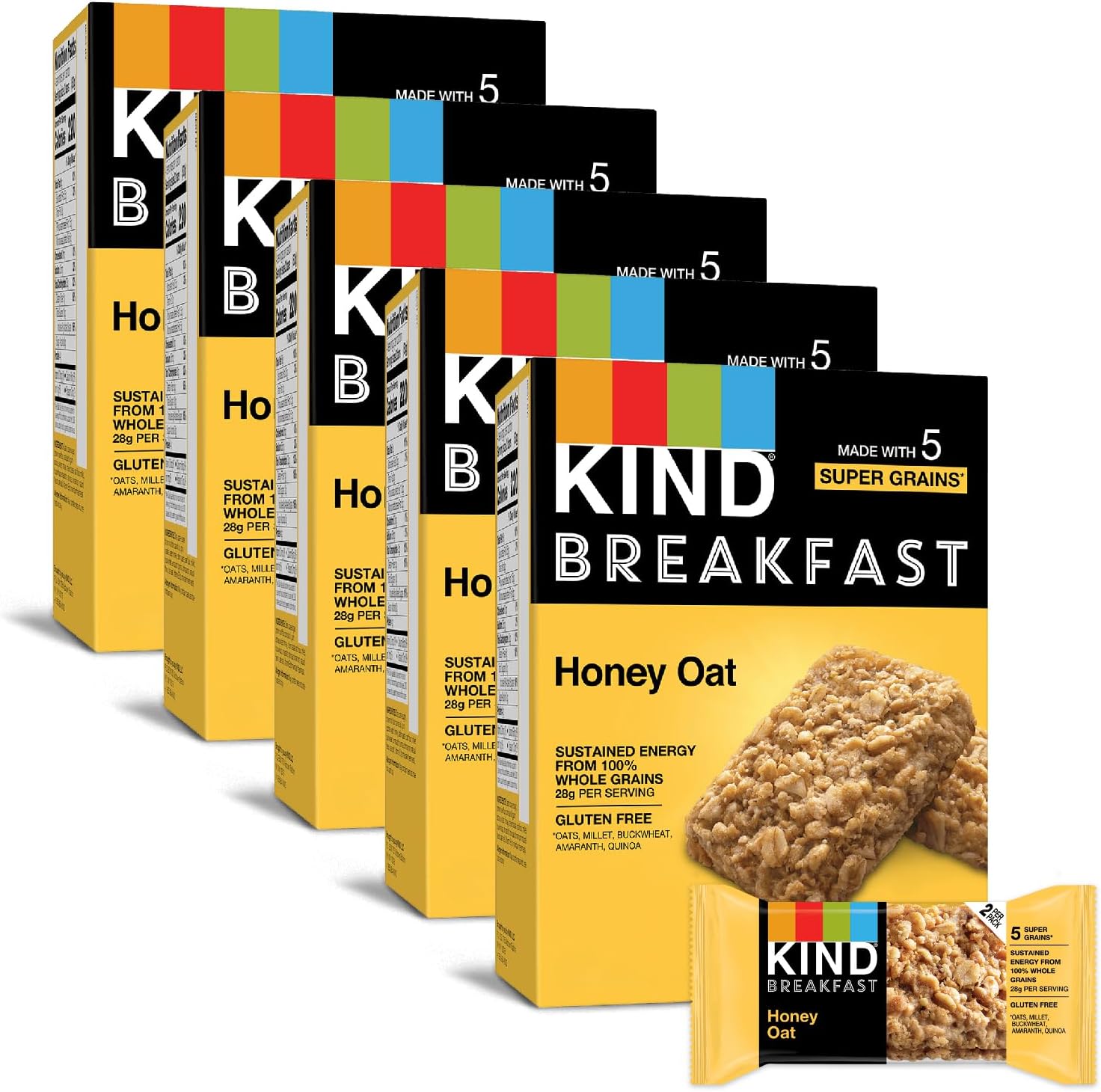 Breakfast Bars, Honey Oat, Healthy Snacks, Gluten Free, 100% Whole Grains, 3g Protein, 30 Count