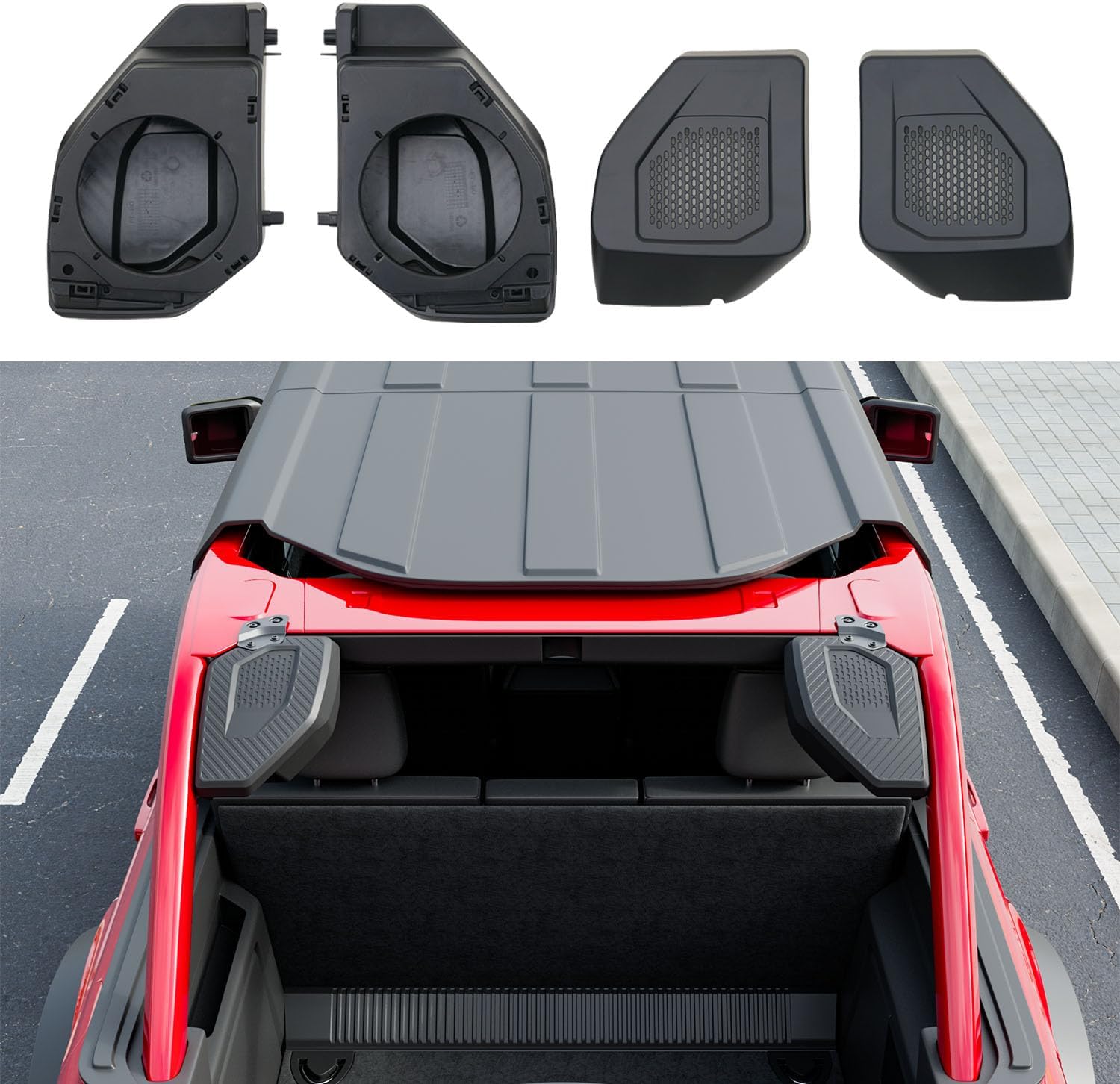 PTYYDS 6.5-Inch Rear Speaker Pods Compatible with 2021-2025 Ford Bronco 4 Door Pod Speaker Enclosure Replacement for 2021-2025 Ford Bronco Accessories