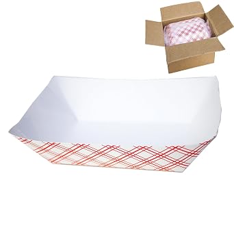 Super Z Outlet Disposable Paper Food Tray for Carnivals, Fairs, Festivals, and Picnics. Holds Nachos, Fries, Hot Corn Dogs, and More! - 2.5-Pound, 50-Pack