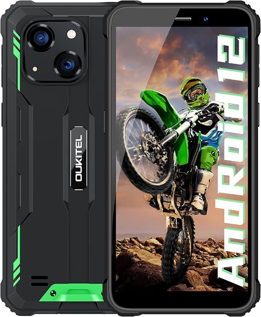 OUKITEL Rugged Phone WP20(2022),Android 12 Unlocked Rugged Smartphone,6300mAh,5.9",4GB+32GB/1TB SIM Free Mobile Phones,20MP Camera,IP68/69K Lightweight Waterproof Phone,4G Dual SIM-Green
