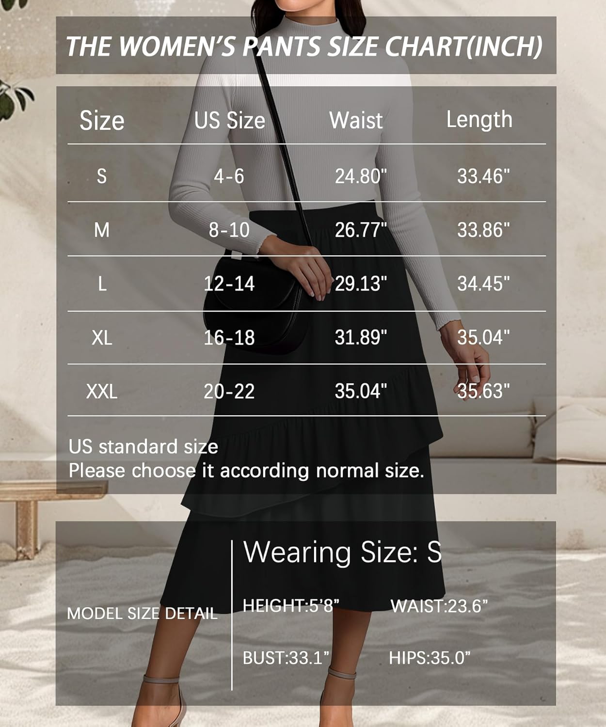 YSYOKOW Womens Midi Skirts 2025 Summer Trendy Ruffle Elastic High Waisted Long Flowy Maxi Skirt with Pockets - Image 5