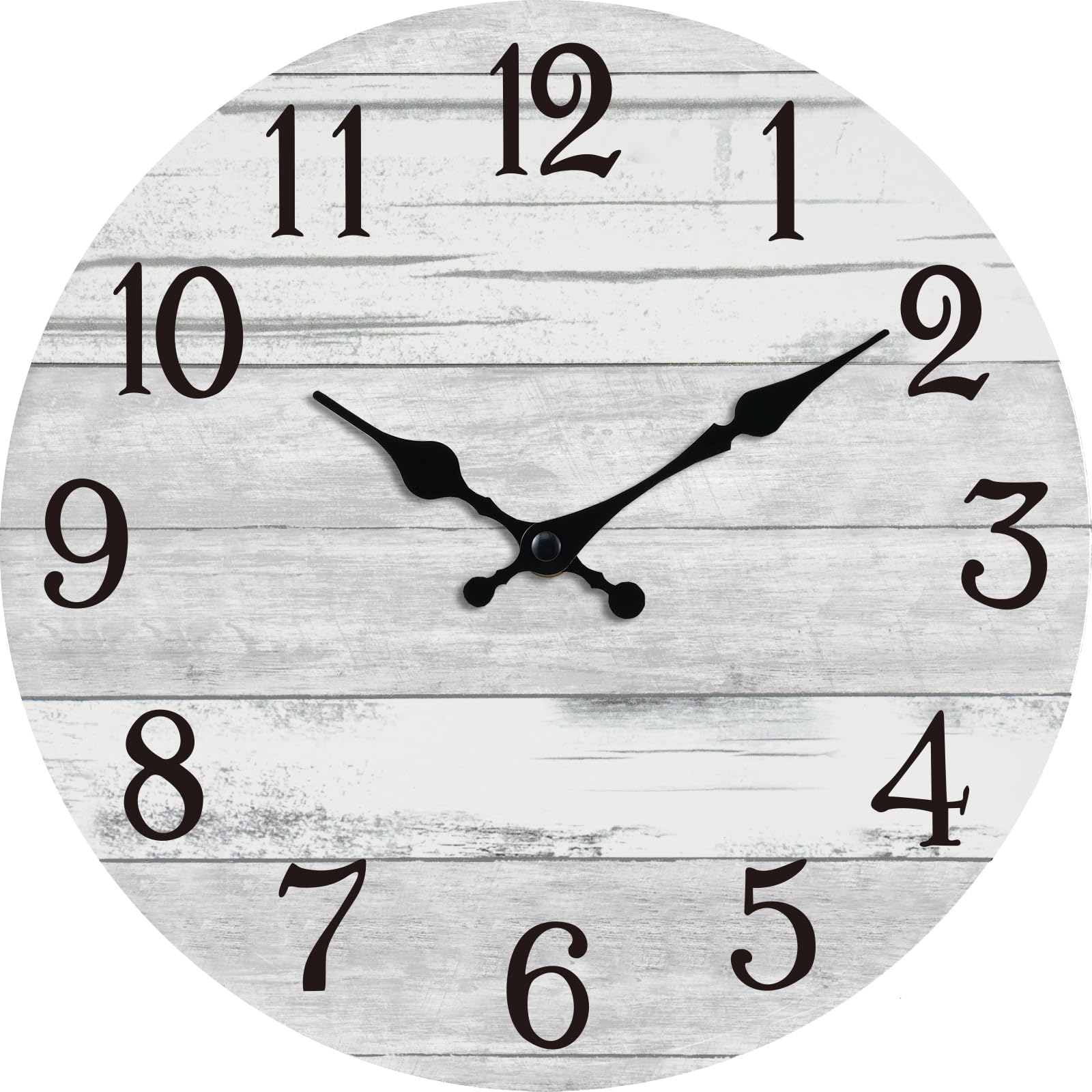 KECYET Wall Clock Battery Operated 12 Inch Gray Silent Non Ticking Country Rustic Design Vintage Retro Decorative for Bathroom Kitchen Bedroom