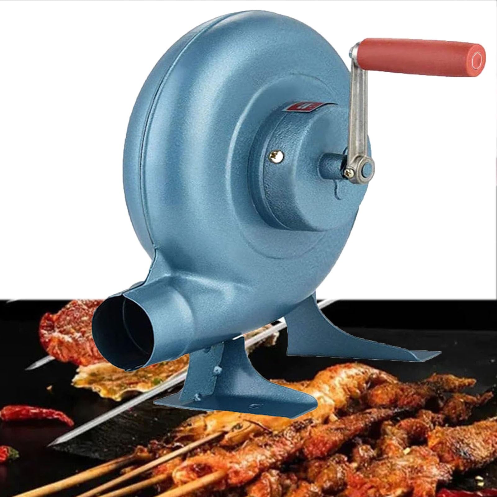 Ręczna dmuchawa do grilla, dmuchawa do grilla, dmuchawa do popcornu z narzędziem korbowym, do przyborów kempingowych (300 W)