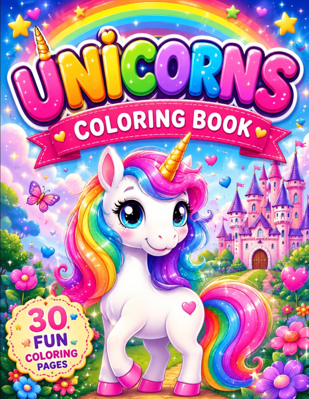 Unicorns Coloring Book: 30 Magical and Fun Coloring Pages