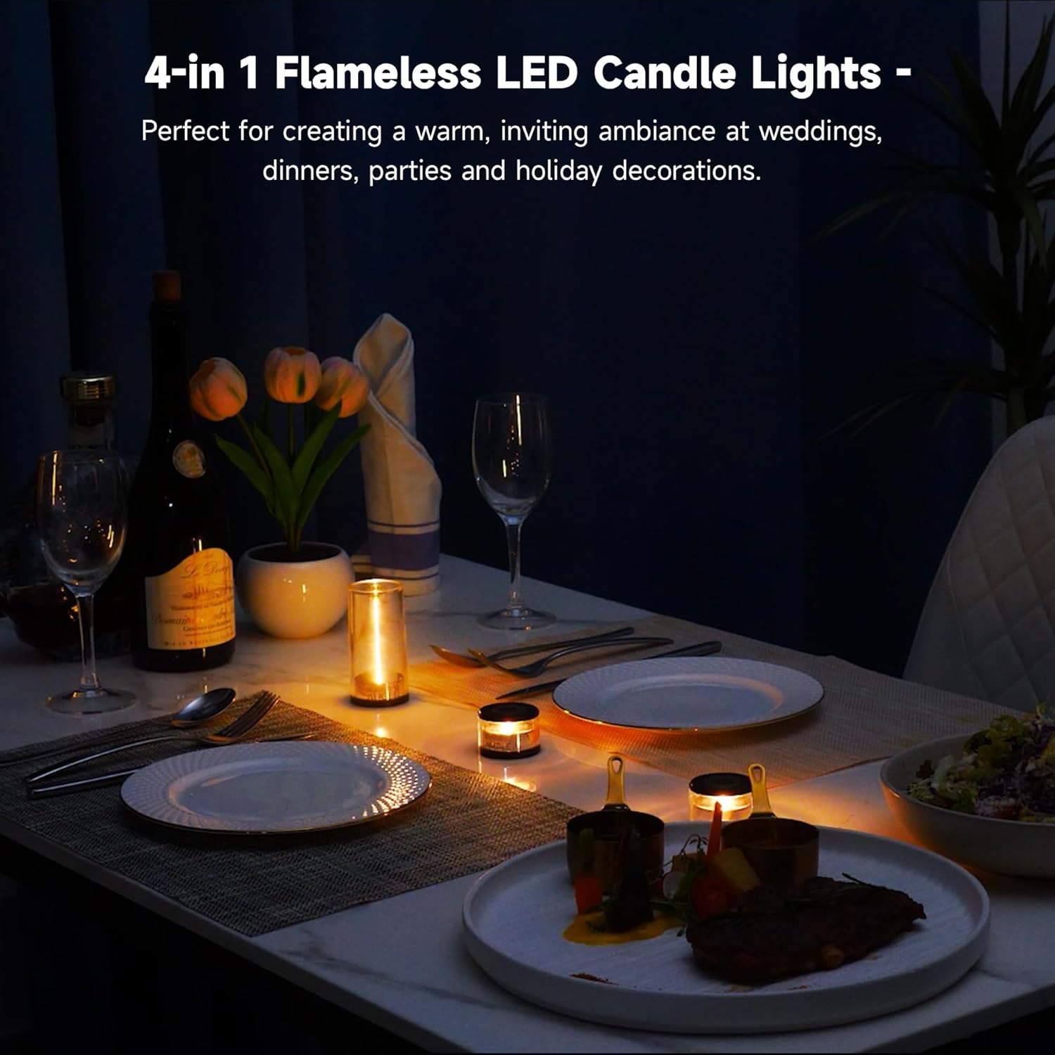 AUGE LIGHT 4-in-1 LED Candle Lamp Flameless Night Light, Minimalist Lamps Cordless Table Lights Rechargeable Portable Lights, Creative Gifts, Birthday Gift for Men,Women,Geek,Adults