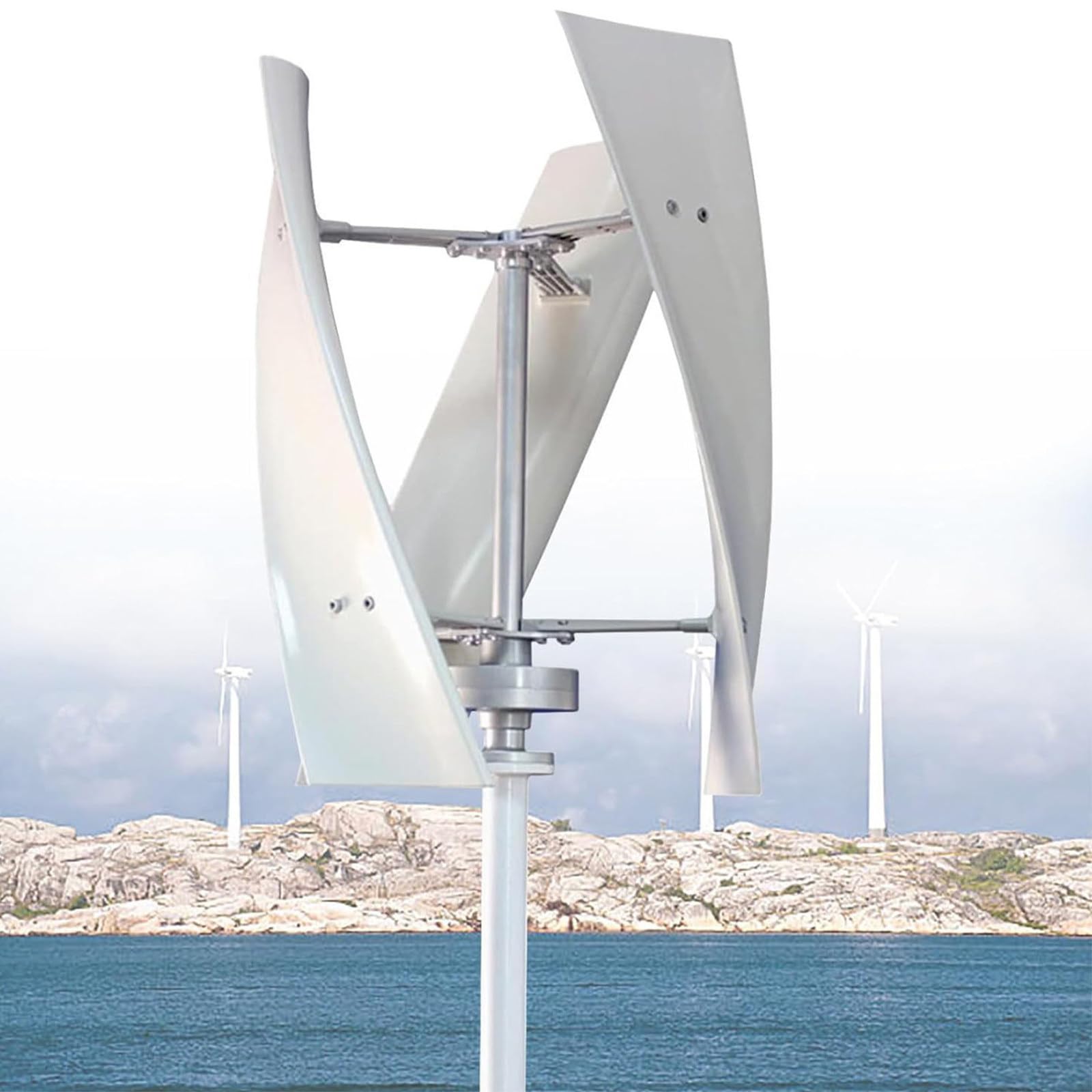 Zestaw pionowego generatora wiatrowego,3-łopatowa konstrukcja helikalna,z kontrolerem ładowania,rozwiązanie energetyczne dla domów i przemysłowych,zasilanie odnawialne 6000W-48V