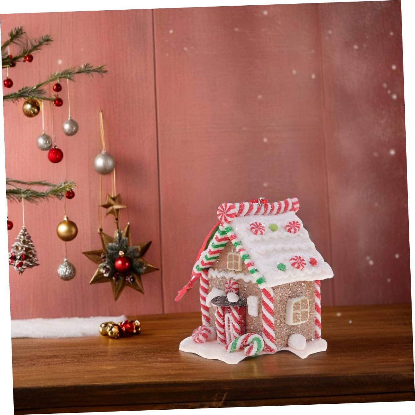 DECHOUS 4piezas Adorno Colgante De Navidad Resina Diseño De Casa Pequeña para Decorar Árbol De Navidad Ornamentación Festiva y Original
