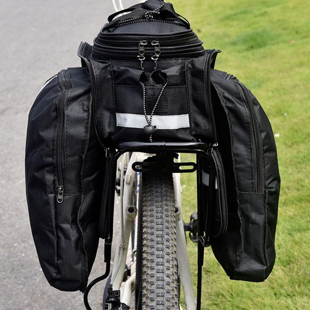 Oxford Stoff Gepäckträgertasche Schwarz fürs Fahrrad