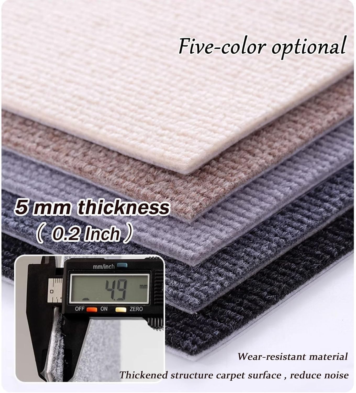 Lot de 10 carreaux de moquette autocollants réutilisables pour la maison ou le bureau 50,8 x 50,8 cm