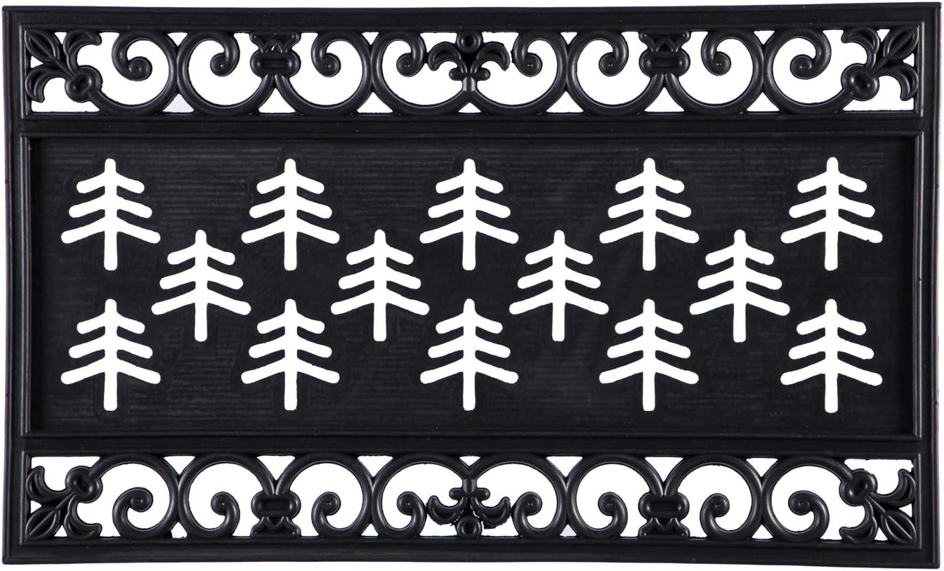 Evergreen Flag Fleur Scroll Coir Switch Mat Tray - 19 x 1 x 32 Inches