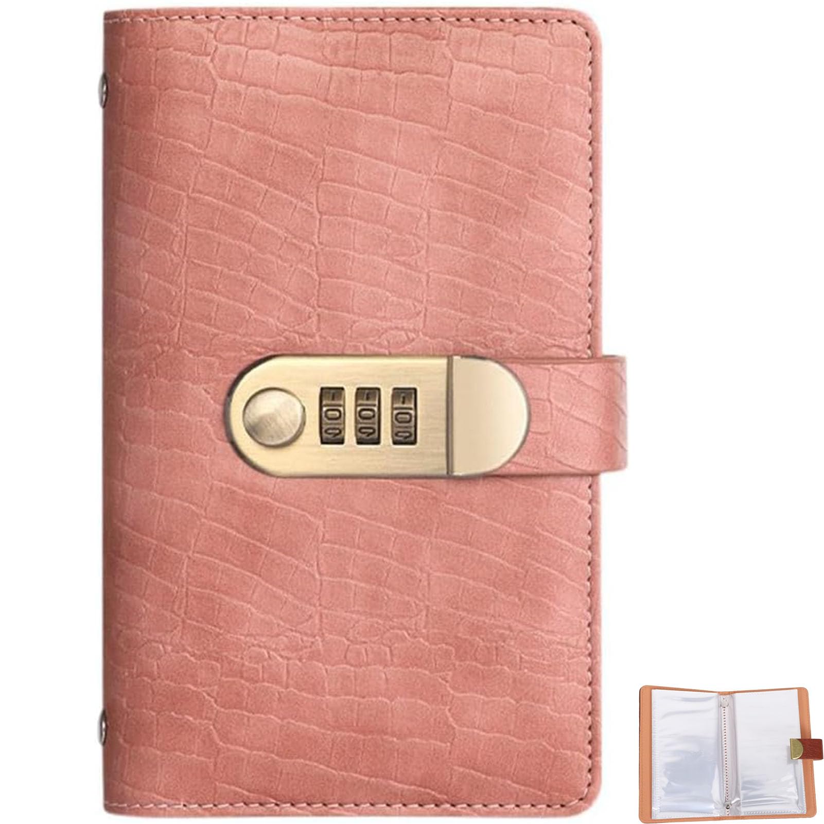 Money Saving Book with Password Lock, 100 Envelope Savings Challenge Book with Lock, Secure Cash-Stuffing Budget Planner with Envelopes for Home & Travel (Pink)