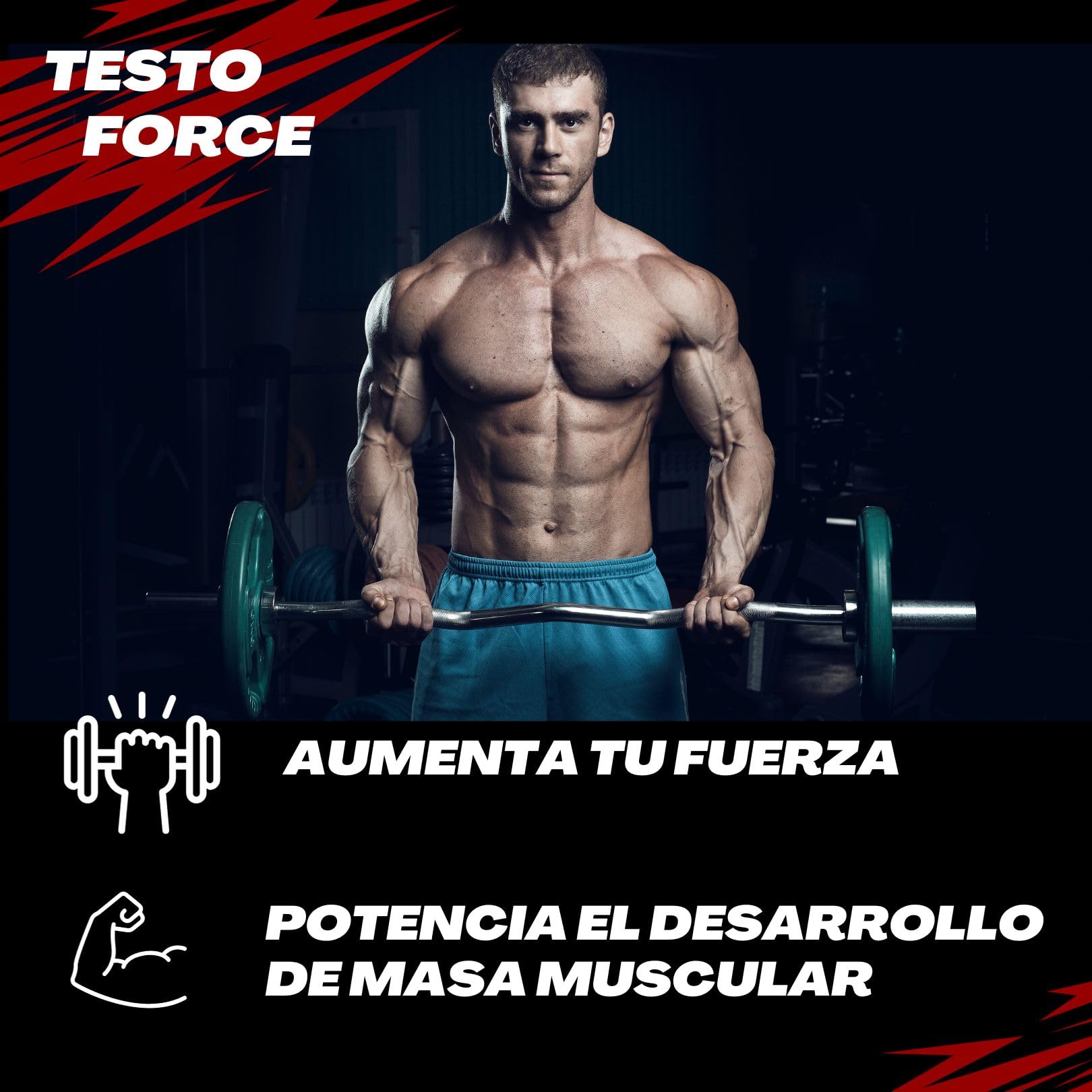 Testosterona Hombre | TESTO FORCE | 90 Comprimidos | Acción Rápida y Potente | Fuerza, Energia |Hombre Musculacion | Suplementos Deportivos | Tribulus terrestris, Maca peruana, Ashwaganda, Zinc,