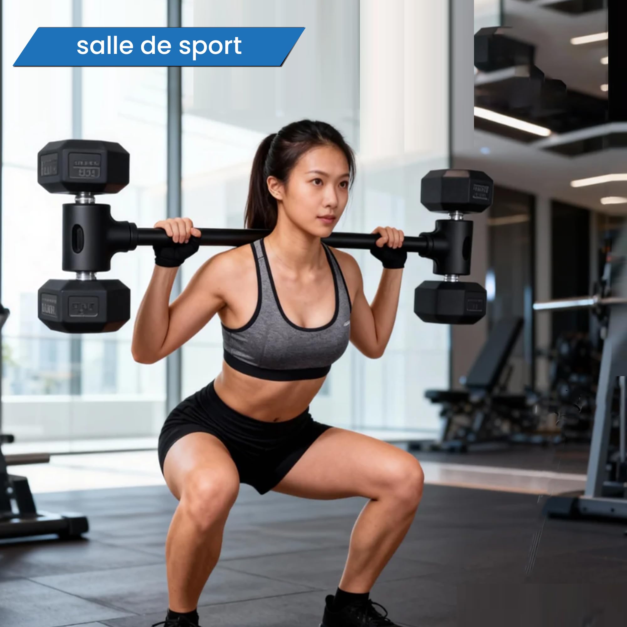 Barre Convertisseur D'haltères Polyvalente, Barre D'haltérophilie Réglable Universelle, Adaptateur Pour Haltères Pratique, Capacité 80 Kg, Convient Pour Maison et Salle de Sport