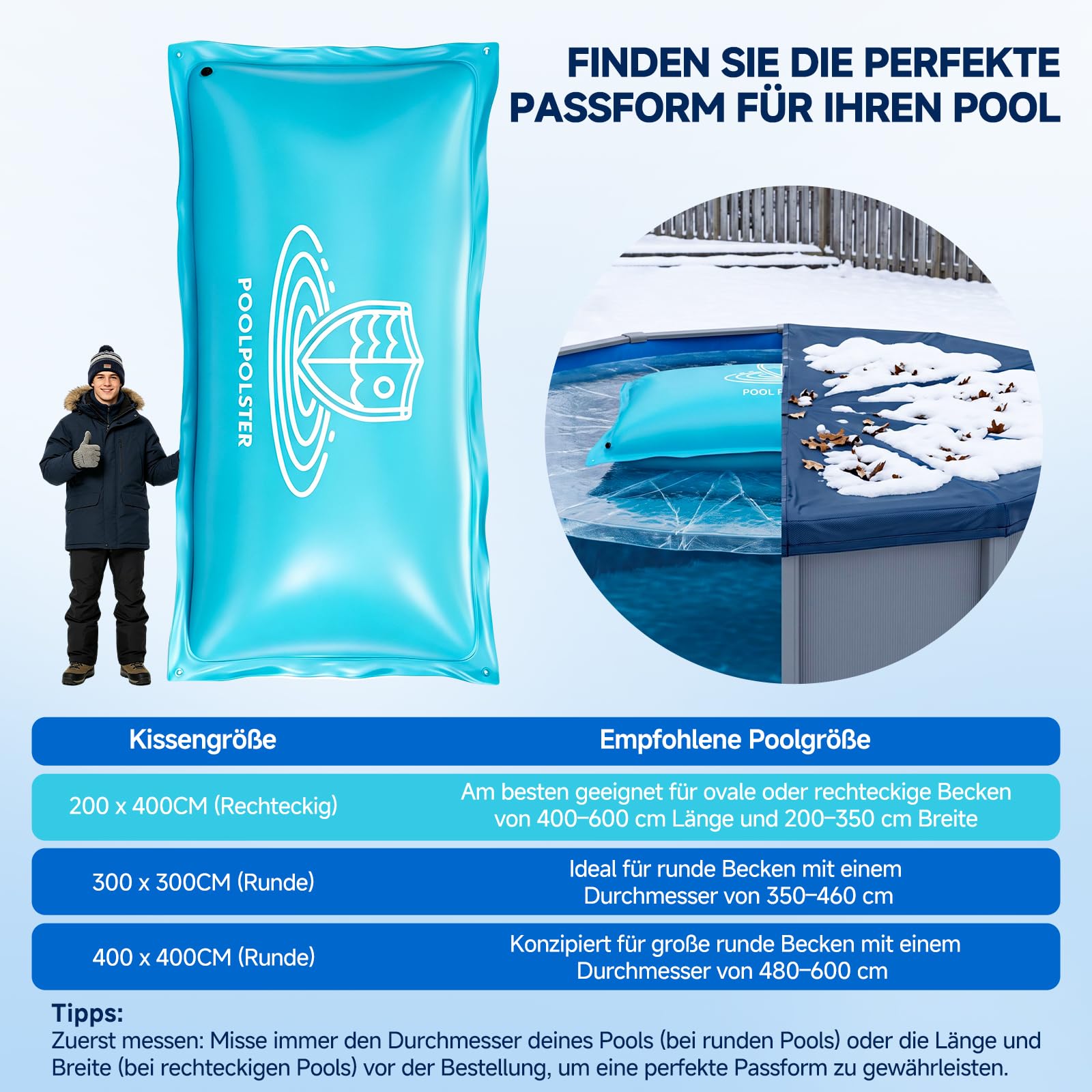 SUNYRISY Cuscino ad aria per piscina, resistente all'inverno, rettangolare